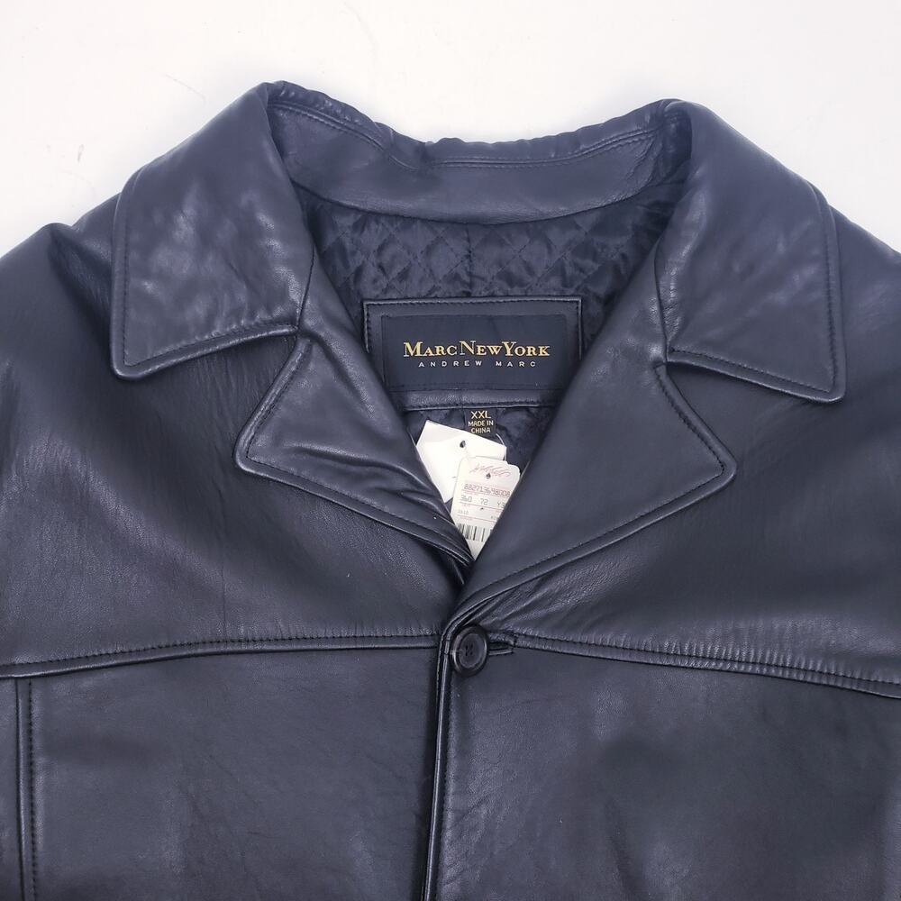 Marc New York by Andrew Marc NWT Men's Black Leather Jacket 2XL XXL Insulated - Picture 3 of 9